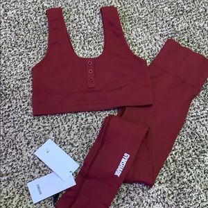 Gymshark Power Down leggings in Claret